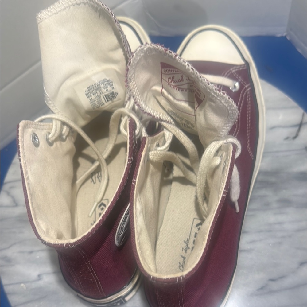 Converse Chuck Taylor Athletic Shoes - Cream and Burgundy - Picture 8 of 11